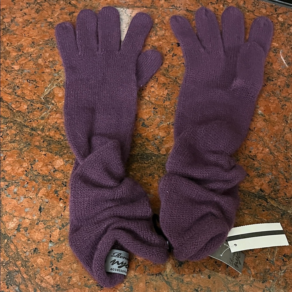 NWT Renee NYC Long Gathered Purple Gloves
